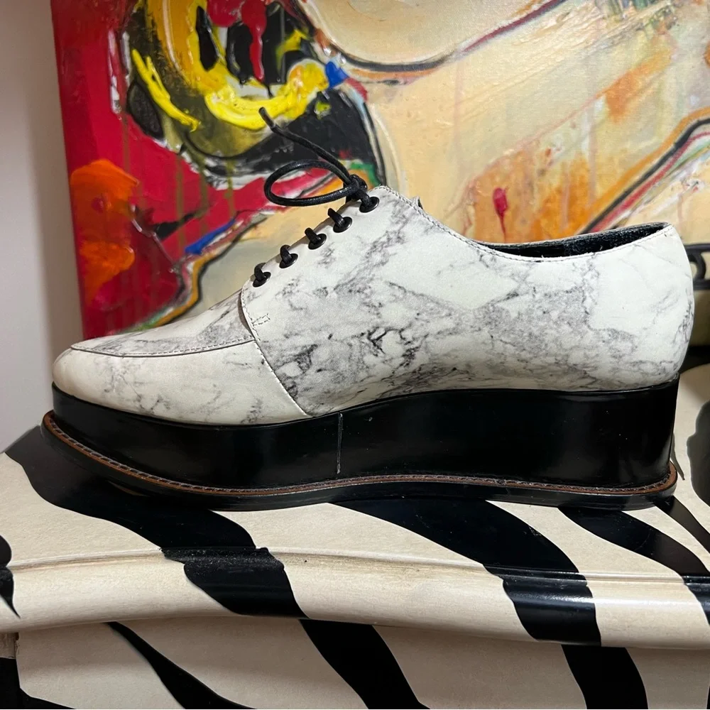 Opening Ceremony-Marble Print Pointed Toe Platform Shoes-7 - Picture 9 of 11
